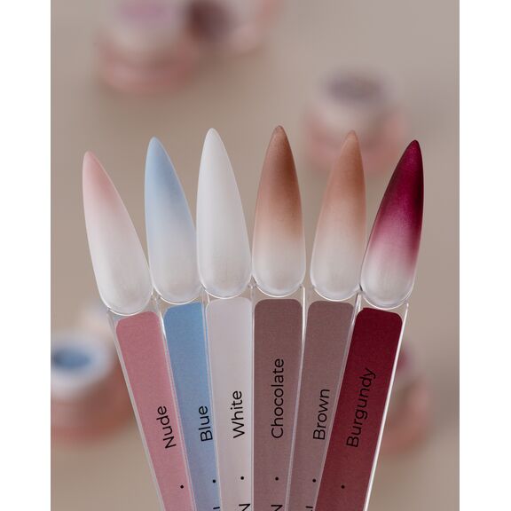 HEYLOVE. NAIL CUSHION SET «BROWN», 6 PCS, НАБІР ГЕЛЕВИХ ФАРБ ДЛЯ ОМБРЕ, СТЕМПІНГУ ТА МАЛЮВАННЯ