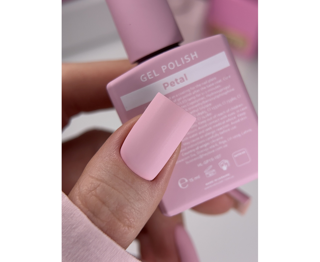 HEYLOVE. GEL POLISH, PETAL, 15 ML, ГЕЛЬ-ЛАК, ПАСТЕЛЬНИЙ РОЖЕВИЙ HL-GP15-107