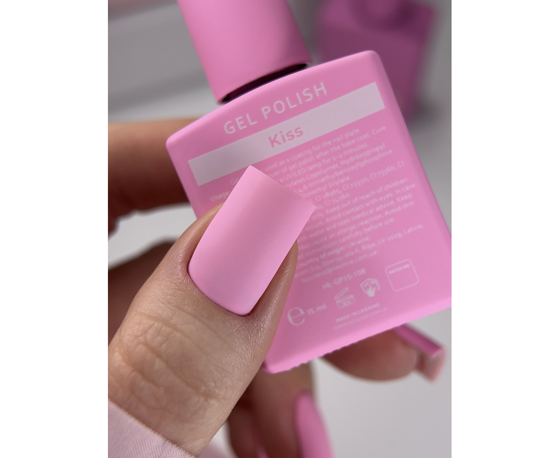 HEYLOVE. GEL POLISH, KISS, 15 ML, ГЕЛЬ-ЛАК, СОКОВИТИЙ РОЖЕВИЙ HL-GP15-108