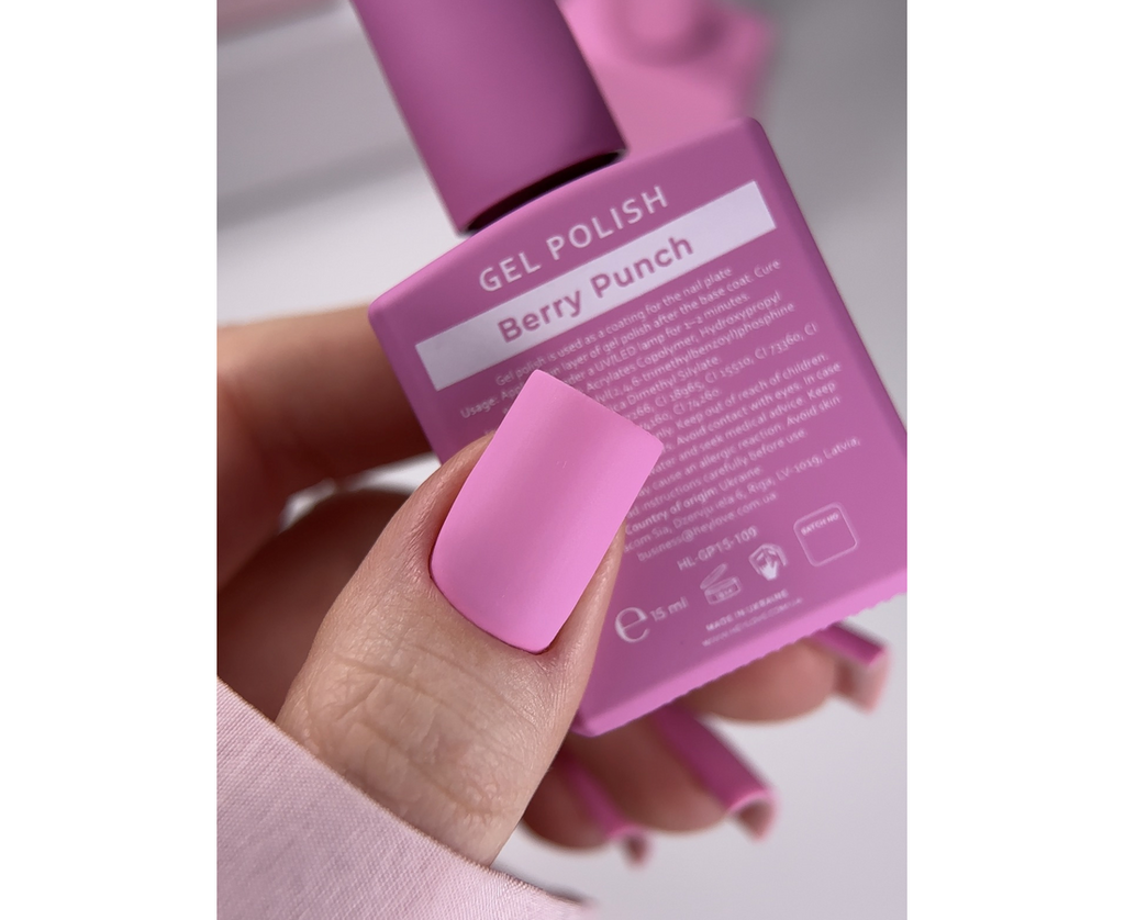 HEYLOVE. GEL POLISH, BERRY PUNCH, 15 ML, ГЕЛЬ-ЛАК, ЯГІДНО-РОЖЕВИЙ HL-GP15-109