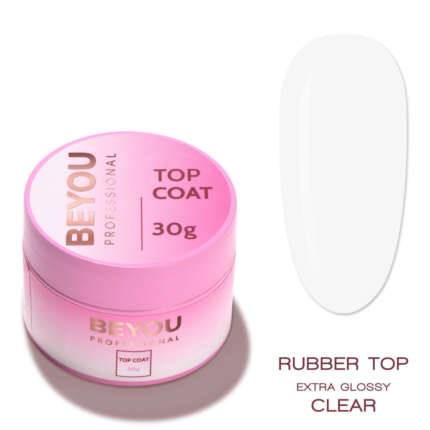 BEYOU Professional Rubber Top Extra Glossy Clear 30мл Каучуковий Топ із Глянцем