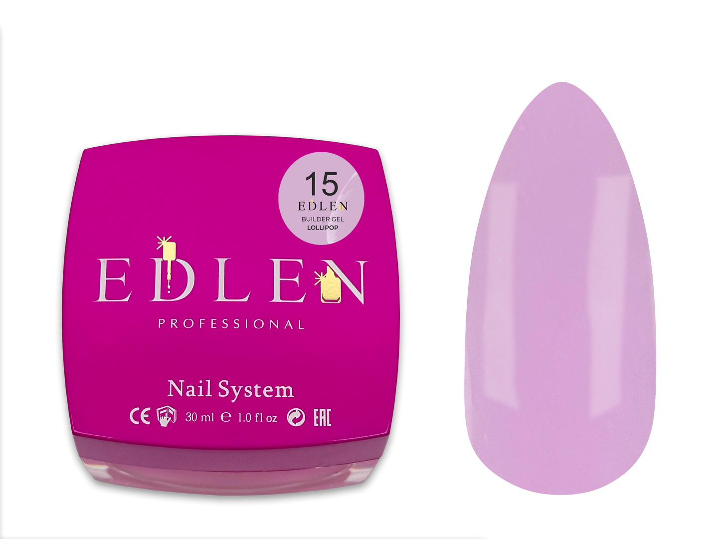 Builder Gel Lollipop Edlen №15(ліловий) Гель для нарощування(низькотемпературний)