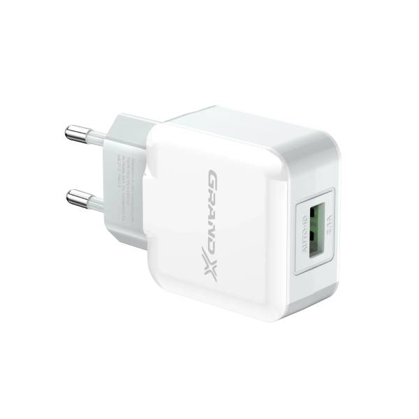 Зарядний пристрій USB 220В Grand-X 5V 2,1A (CH-03W) БІЛИЙ, c захистом від перевантаження