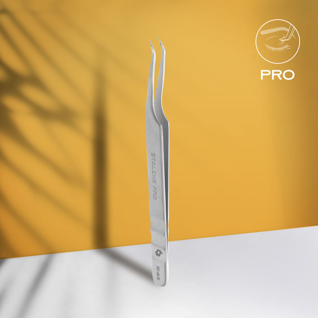 Пінцет для вій професійний mini L STALEKS PRO EXPERT 41 TE-41/8
