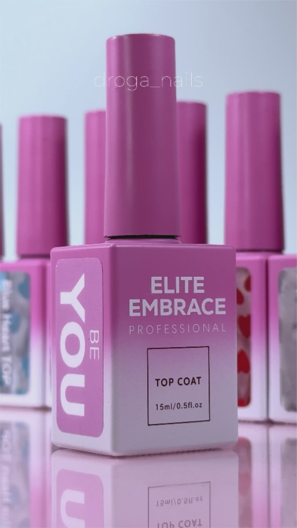ELITE EMBRACE Professional Top Coat 10 White Heart 15мл Прозорий Топ із Білими Сердцями ETWH1015