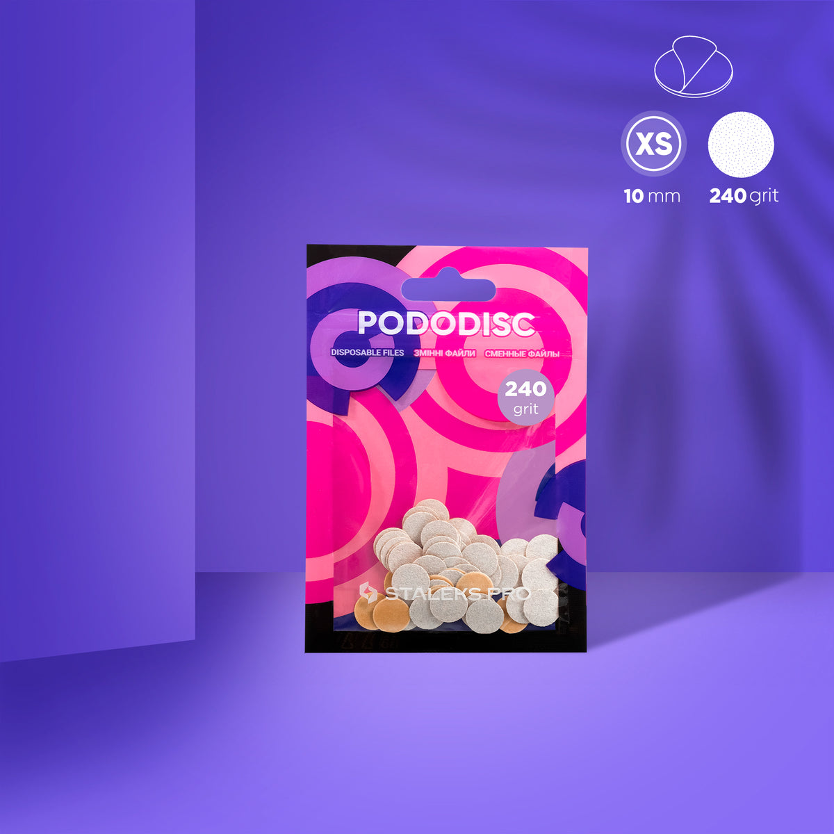 Змінні файли білі для педикюрного диска 240 грит STALEKS PRO PODODISC XS 50 шт PDF-10-240w