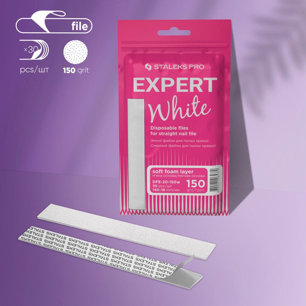 Змінні файли білі для пилки прямої на м'якій основі 150 грит STALEKS PRO EXPERT 20 30 шт DFE-20-150w
